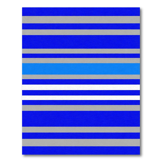 Bold Blue White Gray Striped Rug