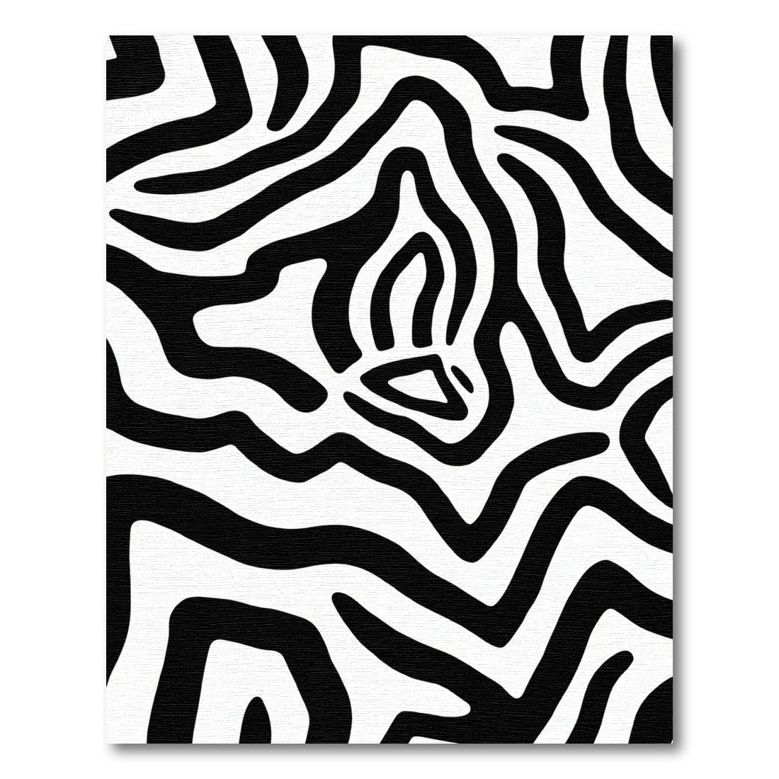 Chic Black White Wavy Stripes Rug