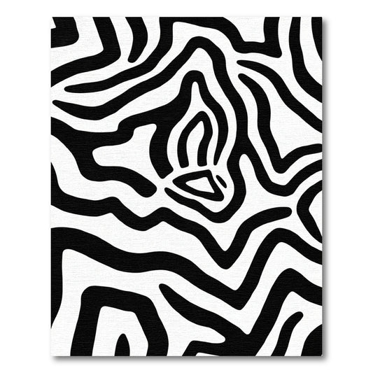 Chic Black White Wavy Stripes Rug