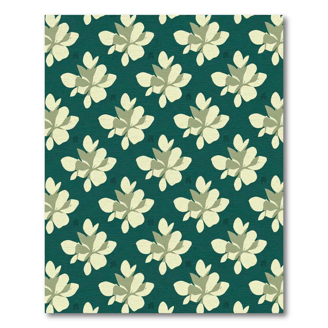 Deep Teal Cream Floral Bloom Rug