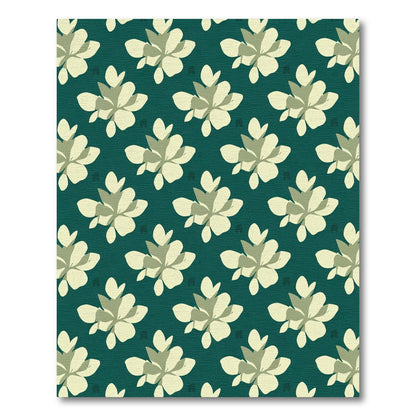 Deep Teal Cream Floral Bloom Rug