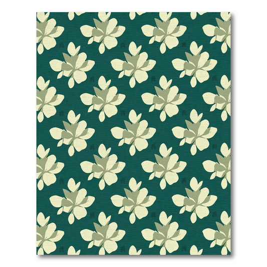 Deep Teal Cream Floral Bloom Rug