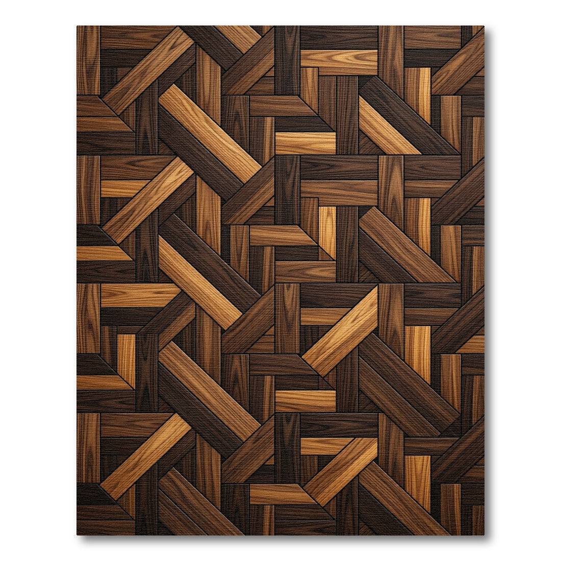 Rich Wood Tones Geometric Arrangement Rug