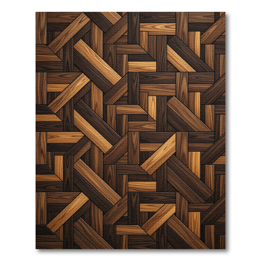 Rich Wood Tones Geometric Arrangement Rug