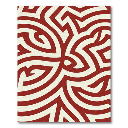 Crimson Cream Intertwined Lines Rug