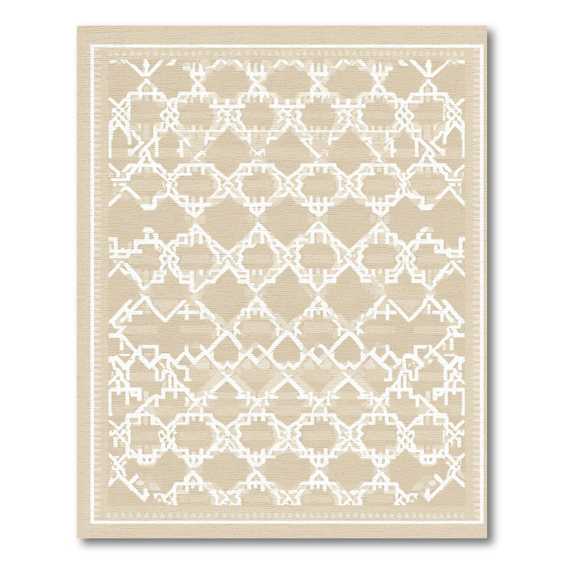 Geometric White Ochre Overlay Rug