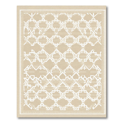 Geometric White Ochre Overlay Rug