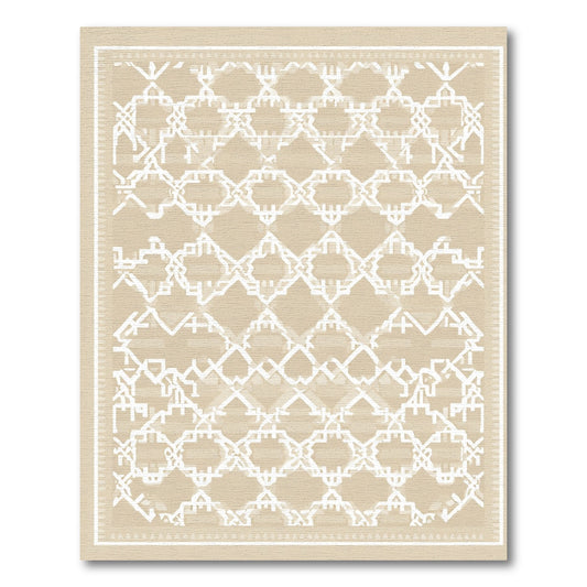 Geometric White Ochre Overlay Rug