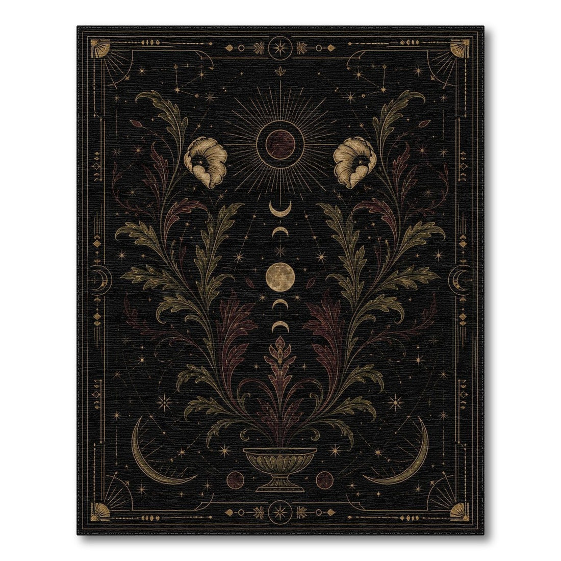 Celestial Floral Moon Phase Area Rug