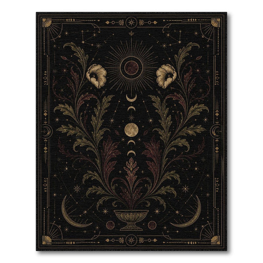 Celestial Floral Moon Phase Area Rug