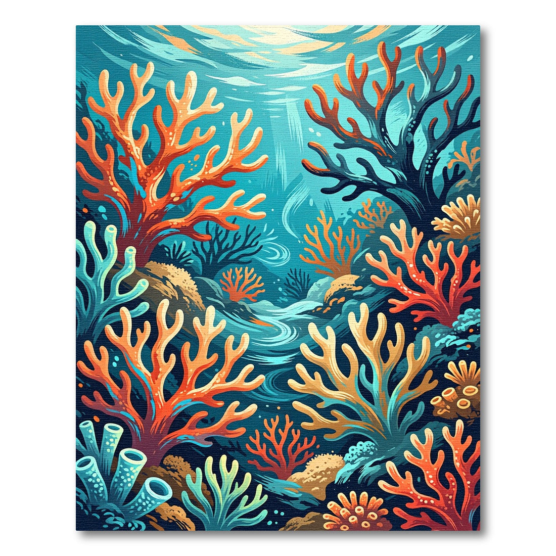 Vibrant Coral Reef Underwater Scene Rug