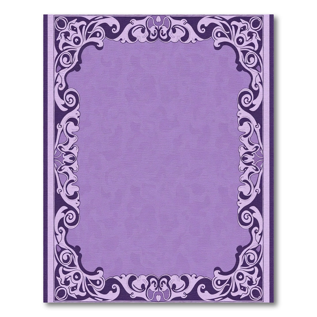 Ornate Purple Swirl Filigree Border Rug