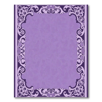 Ornate Purple Swirl Filigree Border Rug
