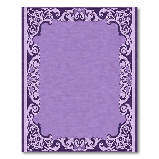 Ornate Purple Swirl Filigree Border Rug
