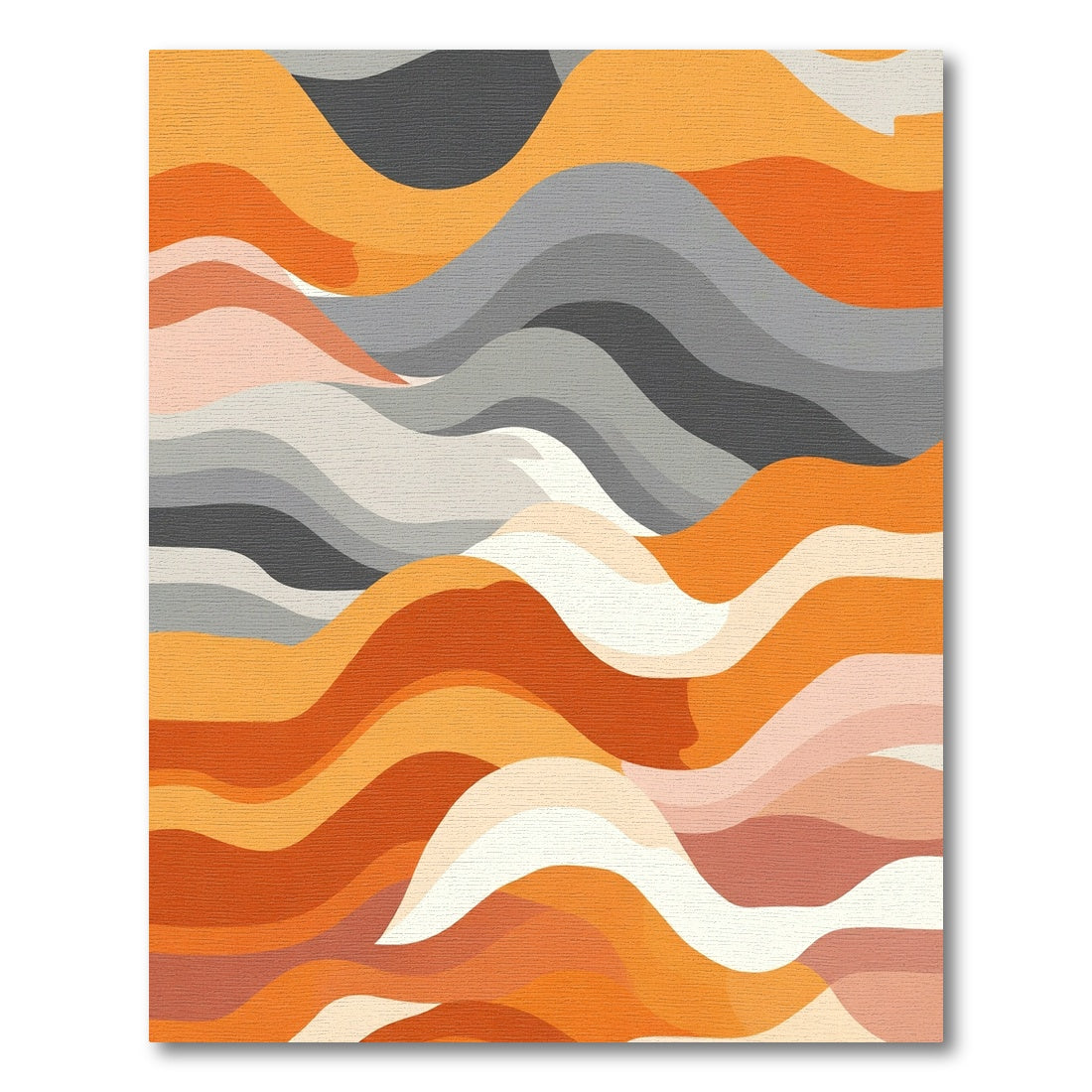 Warm Abstract Orange Gray Waves Rug