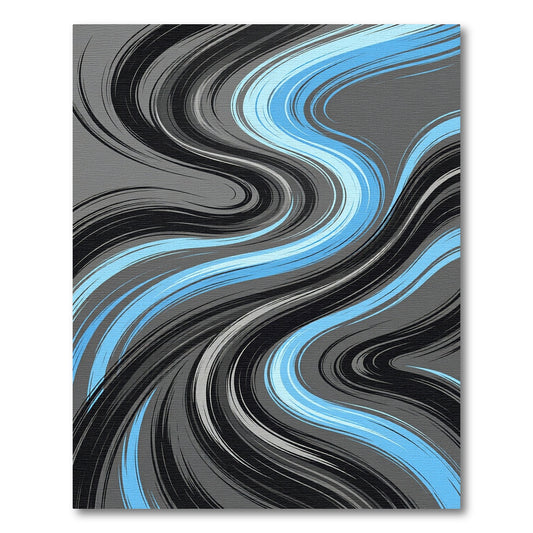 Cool Blue Gray Swirl Abstract Rug