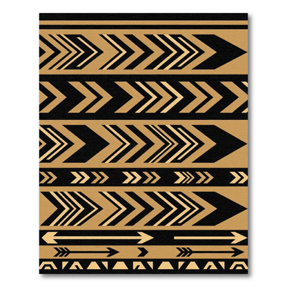 Golden Black Arrow Chevron Stripe Rug