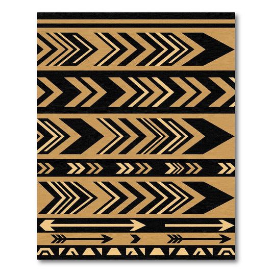Golden Black Arrow Chevron Stripe Rug