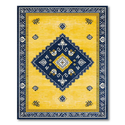 Yellow Navy Geometric Diamond Area Rug