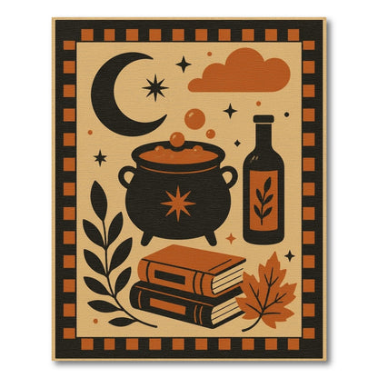 Mystical Cauldron Orange Washable Area Rug
