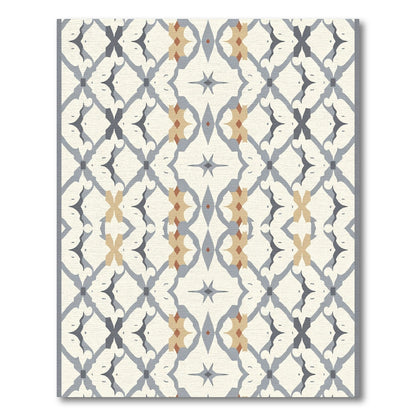Ornate Gray Tan Diamond Floral Rug