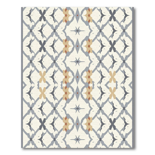 Ornate Gray Tan Diamond Floral Rug
