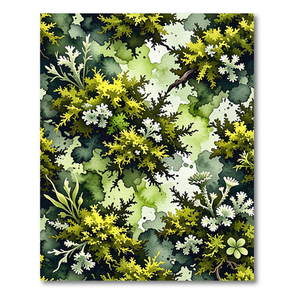 Lush Green Forest Fern Lichen Rug