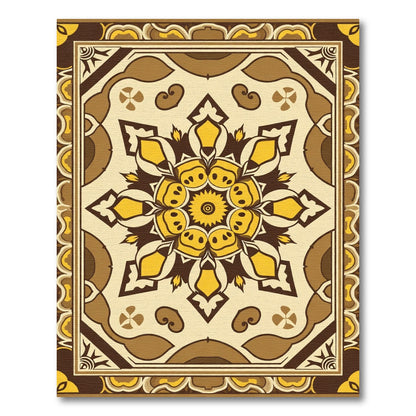 Golden Yellow Floral Medallion Rug