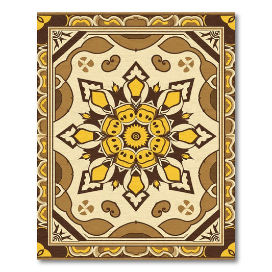 Golden Yellow Floral Medallion Rug