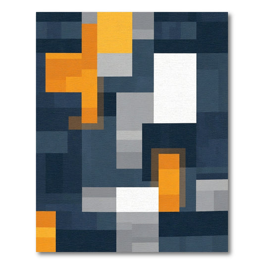 Modern Deep Blue Abstract Geometric Rug