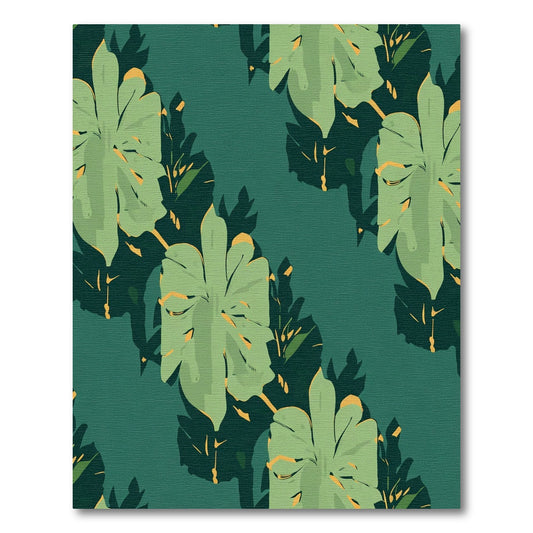 Emerald Green Tropical Leaf Arrangement Rug