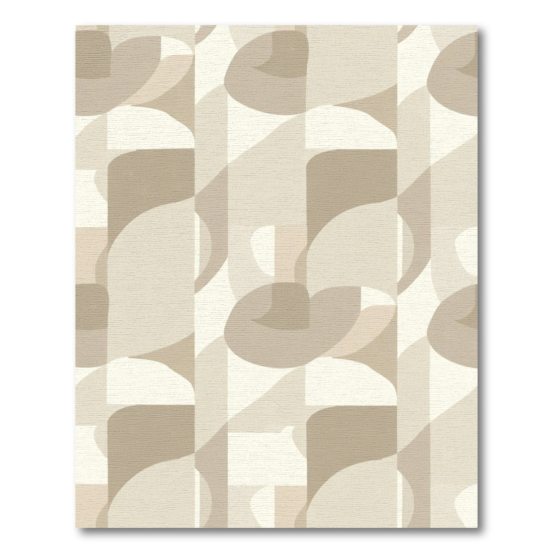 Neutral Cream Abstract Overlapping Shapes Rug