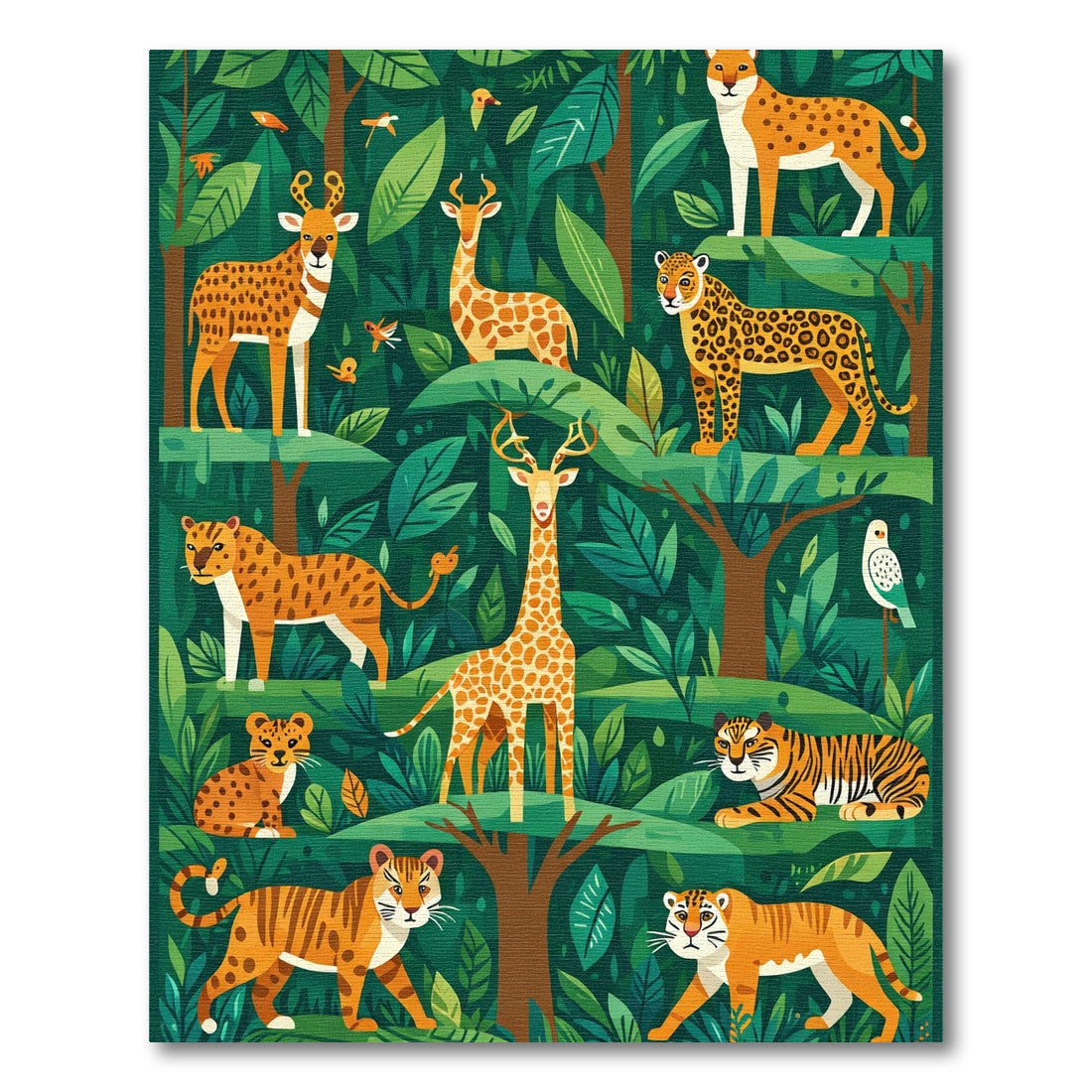 Whimsical Forest Animals Orange Spots Rug