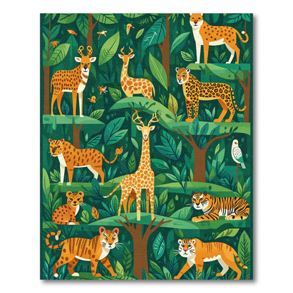 Whimsical Forest Animals Orange Spots Rug