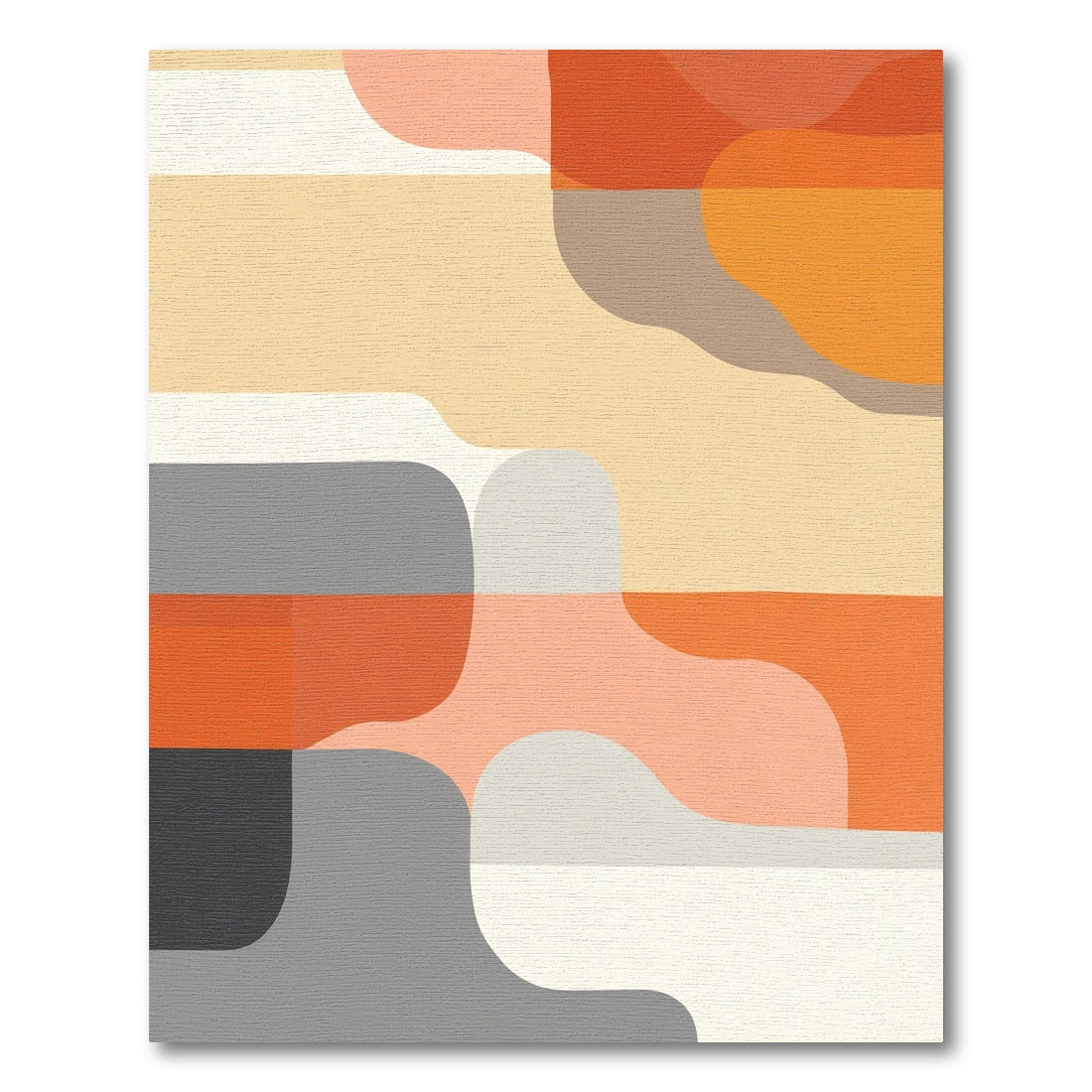 Midcentury Modern Orange Coral Forms Rug