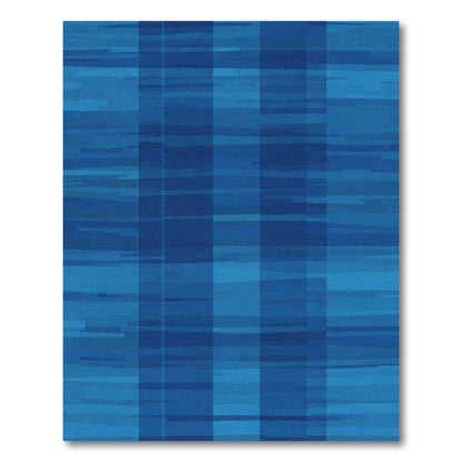 Deep Blue Gradient Stripe Rectangles Rug