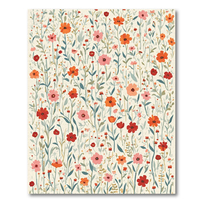 Whimsical Floral Meadow Print Rug