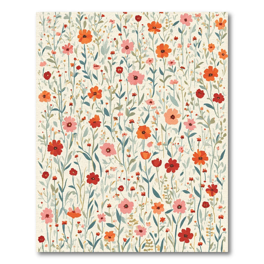 Whimsical Floral Meadow Print Rug