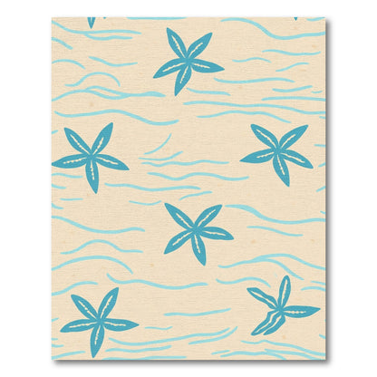 Aqua Starfish Sandy Waves Rug