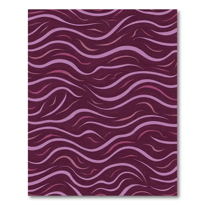 Deep Plum Wavy Line Abstract Rug