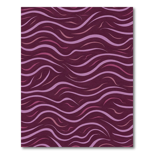 Deep Plum Wavy Line Abstract Rug