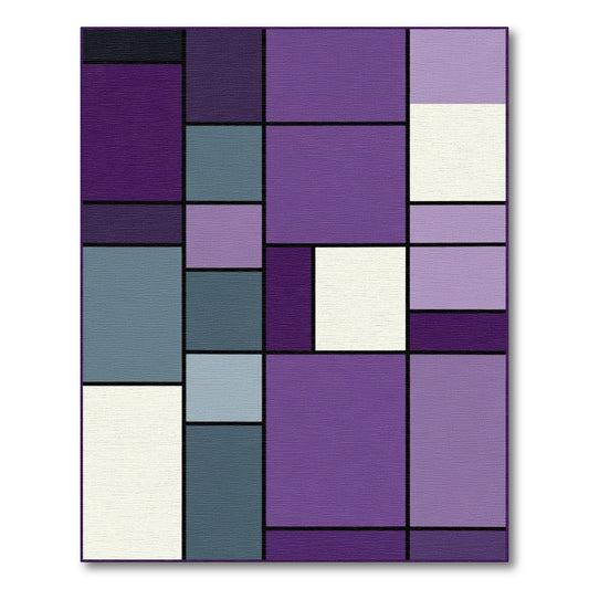 Modern Purple Blue Geometric Rectangles Rug