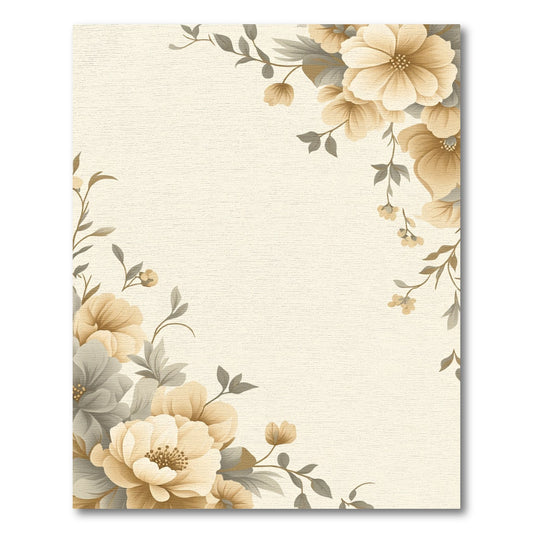 Cream and Grey Floral Arrangement Rug