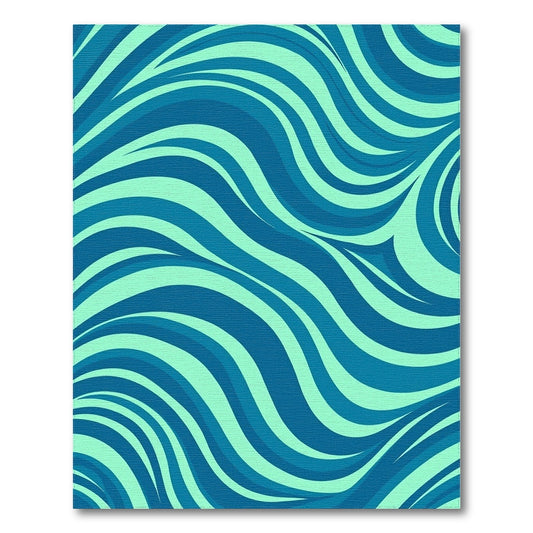 Teal Navy Wavy Waves Rug
