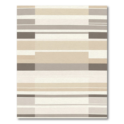 Earthy Neutral Tone Geometric Stripe Rug