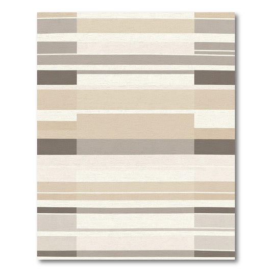 Earthy Neutral Tone Geometric Stripe Rug