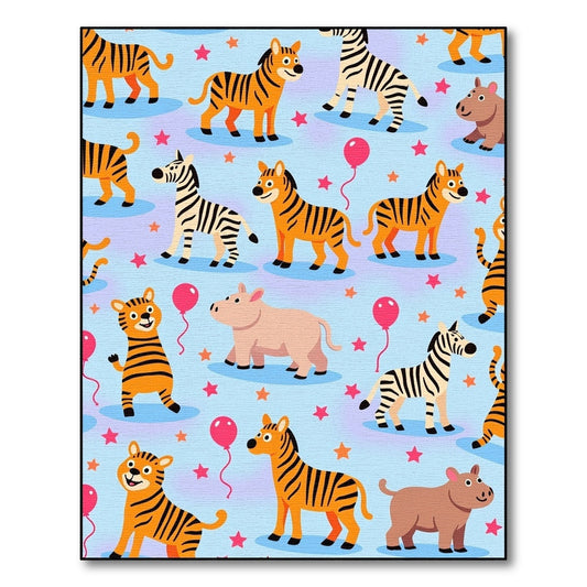 Whimsical Zoo Animals Birthday Celebration Rug