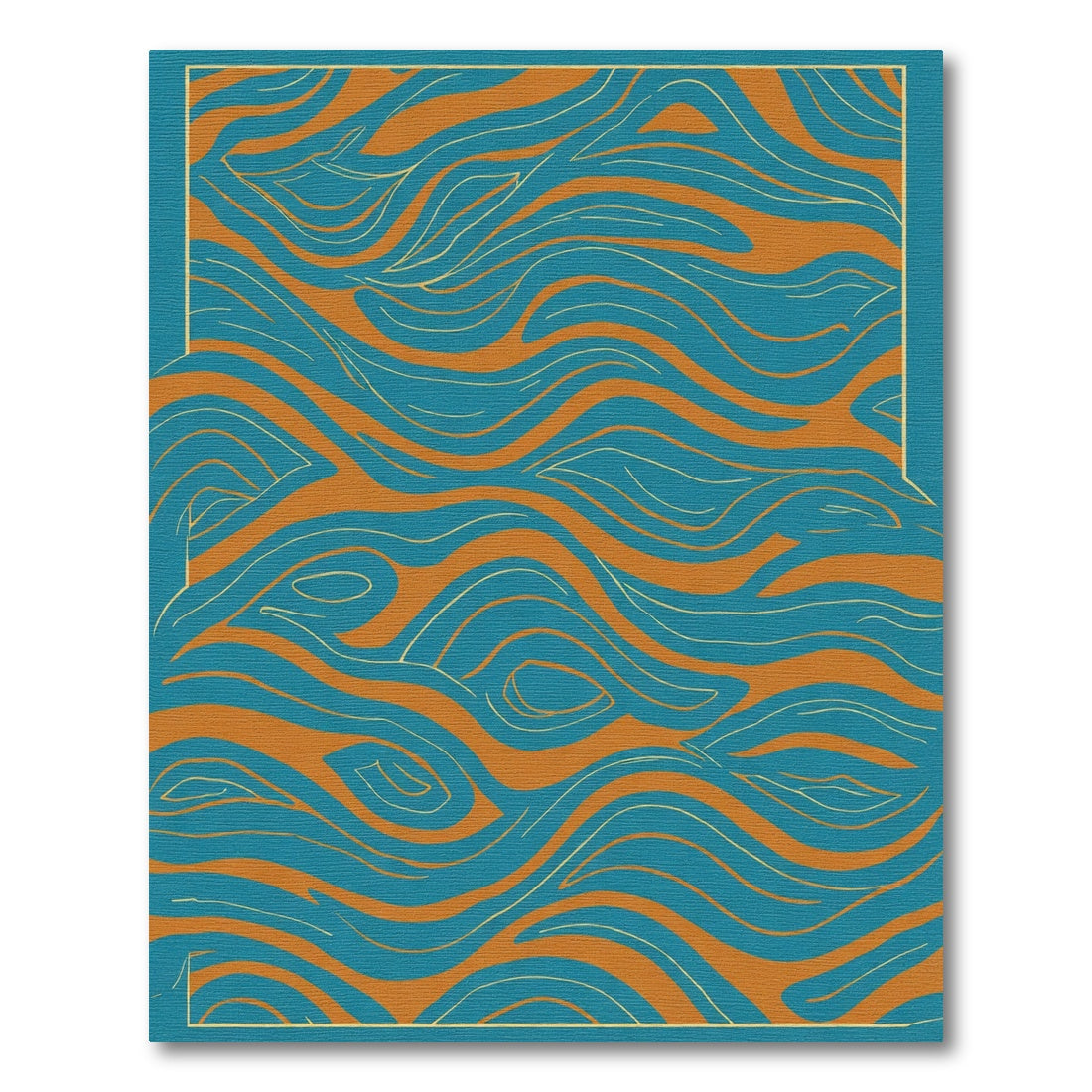 Aqua Orange Wavy Organic Flow Rug