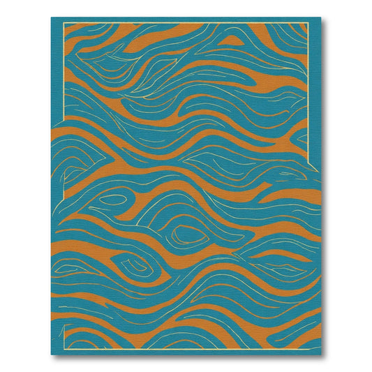 Aqua Orange Wavy Organic Flow Rug