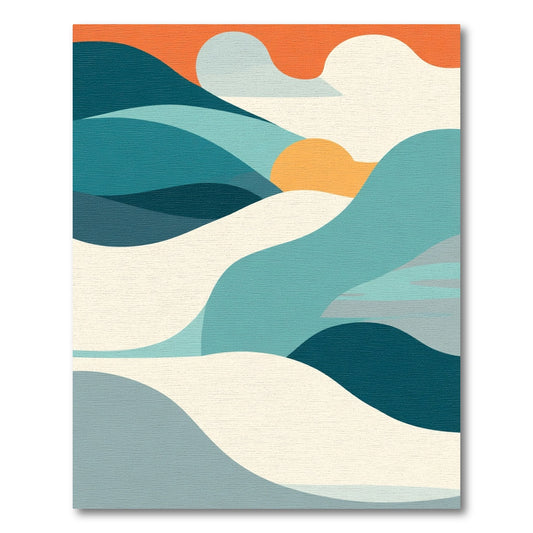 Abstract Ocean Wave Sunset Rug